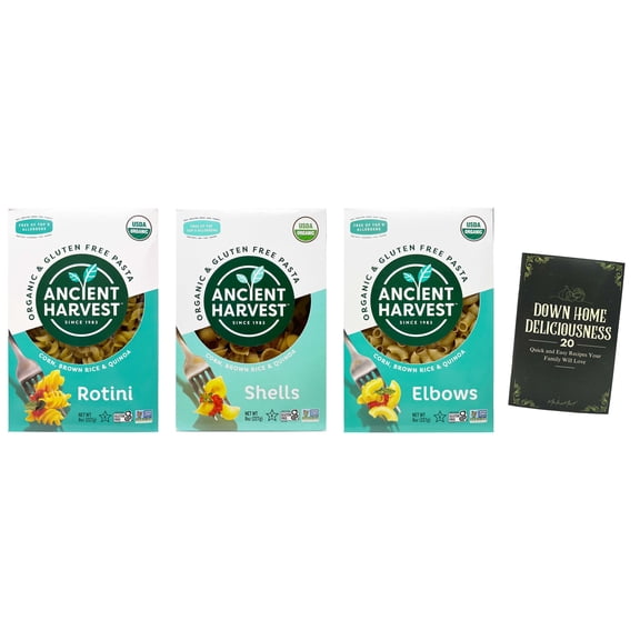 Gluten-Free Pasta, Organic Corn, Brown Rice, Quinoa | 3 Shape Variety (1) each: Elbows, Shells, Rotini (8 Ounces) MerlinsMart Zine | Ancient Harvest