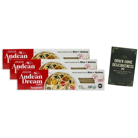 Andean Dream Organic Quinoa Pasta | Gluten Free | Spaghetti (8 Ounces) | 3 Count + MerlinsMart Zine