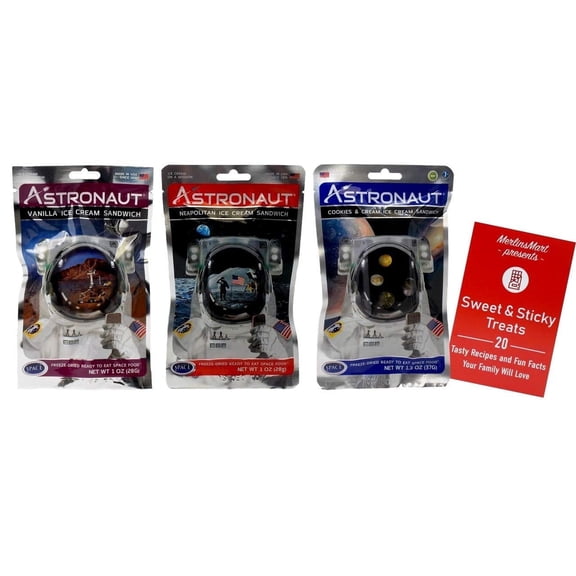 Freeze-Dried Ice Cream Sandwich - 3 Flavors (1) Each: Vanilla, Neapolitan, Cookies & Cream | MerlinsMart Zine | Astronaut