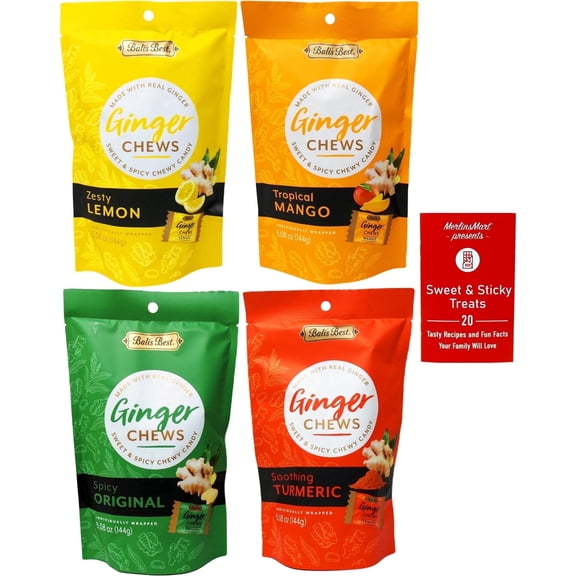 Bali’s Best Ginger Chews Variety Pack – Turmeric, Lemon, Original & Mango + MerlinsMart Zine