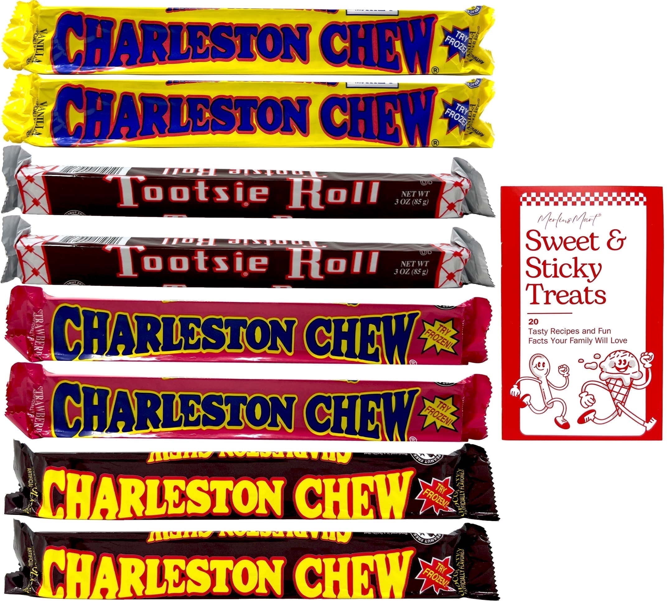 Tootsie Roll & Charleston Chew Nostalgia Candy – Vanilla, Chocolate, Strawberry & Tootsie – 8 Pack (2 Each)