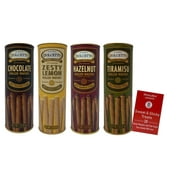 Dolcetto Premium Cream Filled Rolled Wafers | Baked Gourmet Cookies 4 Flavors: Rich Chocolate, Zesty Lemon, Rich Hazelnut, Tiramisu + MerlinsMart Zine