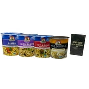 Dr. McDougall's Vegan Soup Cups 4 Flavors (1) each: Hot & Sour, Miso Ramen, Chicken Ramen, Sesame Chicken + MerlinsMart Zine