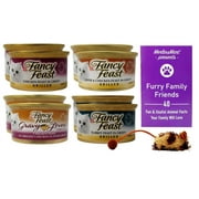 Fancy Feast Adult Cat Food 4 Flavor Grilled Sampler (2) Each: Liver Chicken, Turkey, Gravy Lovers Chicken, Chicken (3 Ounces) + MerlinsMart Zine | Catnip Toy