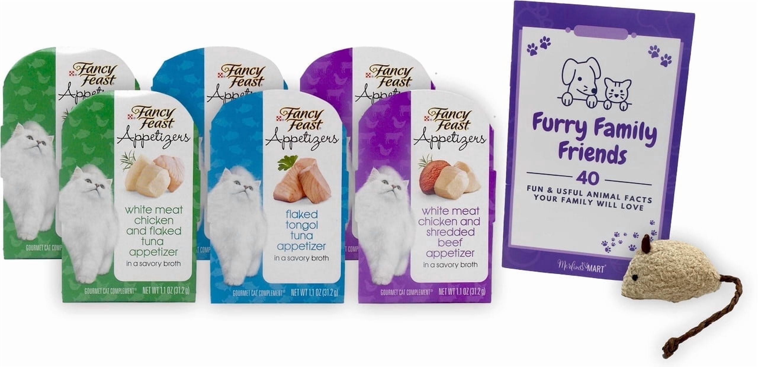 Fancy Feast Appetizers Wet Cat Food 4 Flavor Sampler (2) Each: Chicken Beef, Tongol Tuna, White Meat Chicken Tuna (1.1 Oz) | MerlinsMart Zine & Catnip Toy