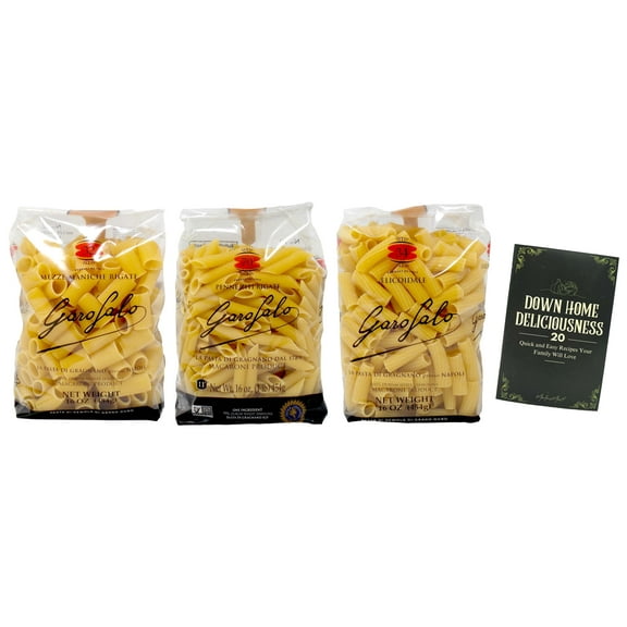 Garofalo Imported Italian Pasta 3 Shape Variety (1) Each: Elicoidale, Mezze Maniche Rigate, Penne Ziti Rigate (16 Ounces) + MerlinsMart Zine