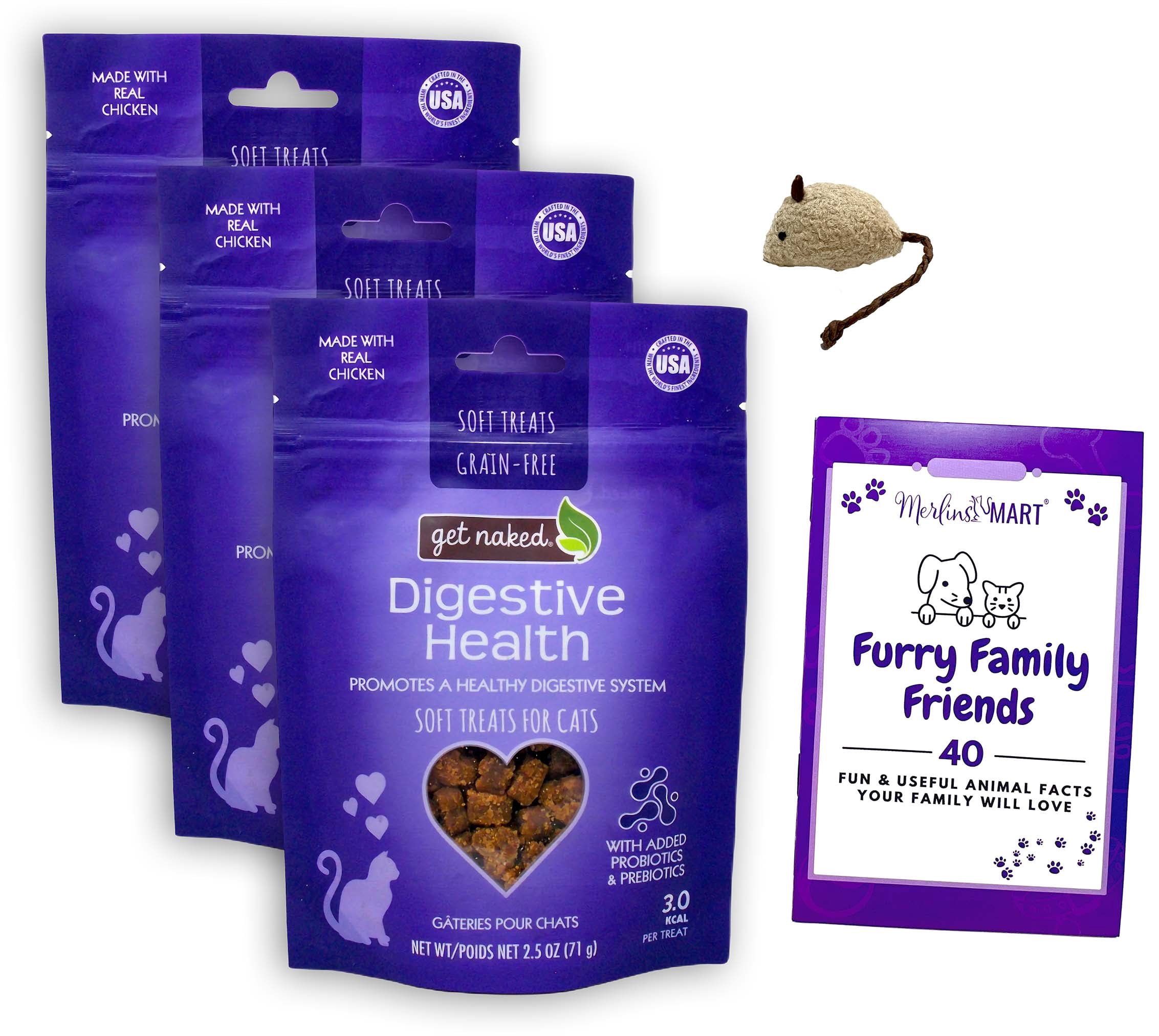Get Naked Grain Free Functional Health Chicken Cat Treats - Soft Digestive Health Pack of 3 (2.5 Ounces) MerlinsMart Zine | Catnip Toy
