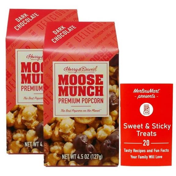 Harry & David Moose Munch Premium Popcorn - Dark Chocolate - 2 Pack (4.5 Ounces) + MerlinsMart Zine