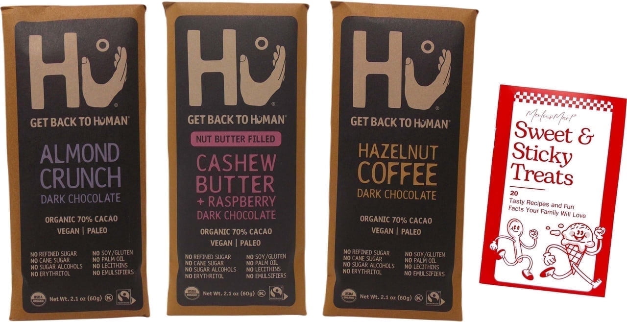 Hu Organic Gourmet Dark Chocolate Bars 3 Flavors (1) Each: Cashew Butter Raspberry, Hazelnut Coffee, Almond Crunch (2.1 Ounces) MerlinsMart Zine
