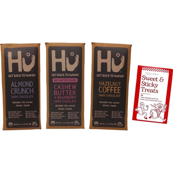 Hu Organic Gourmet Dark Chocolate Bars 3 Flavors (1) Each: Cashew Butter Raspberry, Hazelnut Coffee, Almond Crunch (2.1 Ounces) MerlinsMart Zine