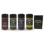 Kinder's No Salt Seasoning Variety Pack - (1) Each: Taco Blend Ancho Chili Lime, Garlic & Herb, Lemon Pepper, Blackened (2-2.6 Ounces) + MerlinsMart Zine