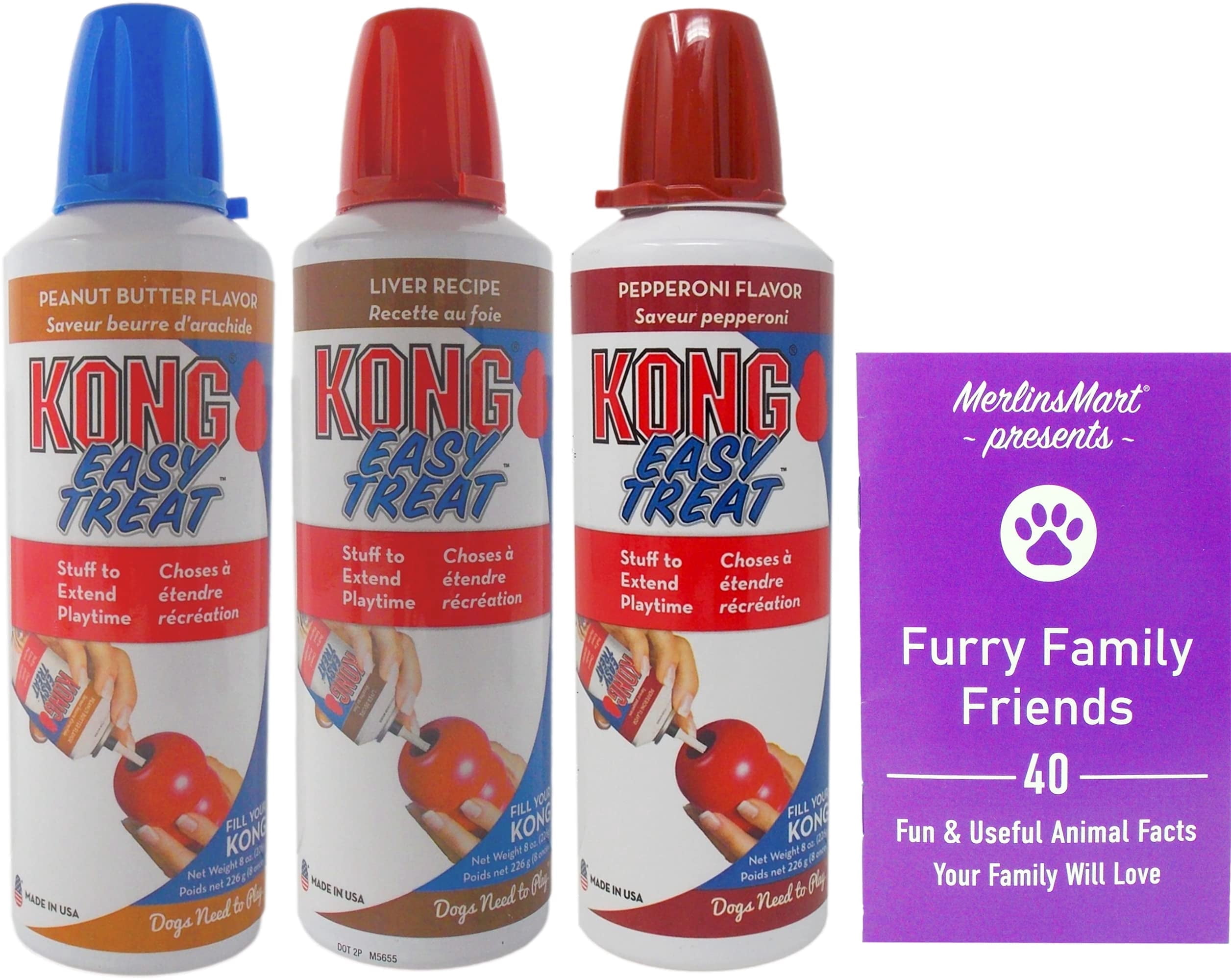 Kong Easy Treat Stuff Dog Toy Fill 3 Flavors (1) Each: Pepperoni, Liver, Peanut Butter (8 Ounces) | MerlinsMart Zine