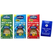 Lundberg Organic Gluten-Free Thin Stackers 3 Flavor Variety (1) each: Basil Thyme, Red Rice Quinoa, Brown Rice (6 Ounces) + MerlinsMart Zine