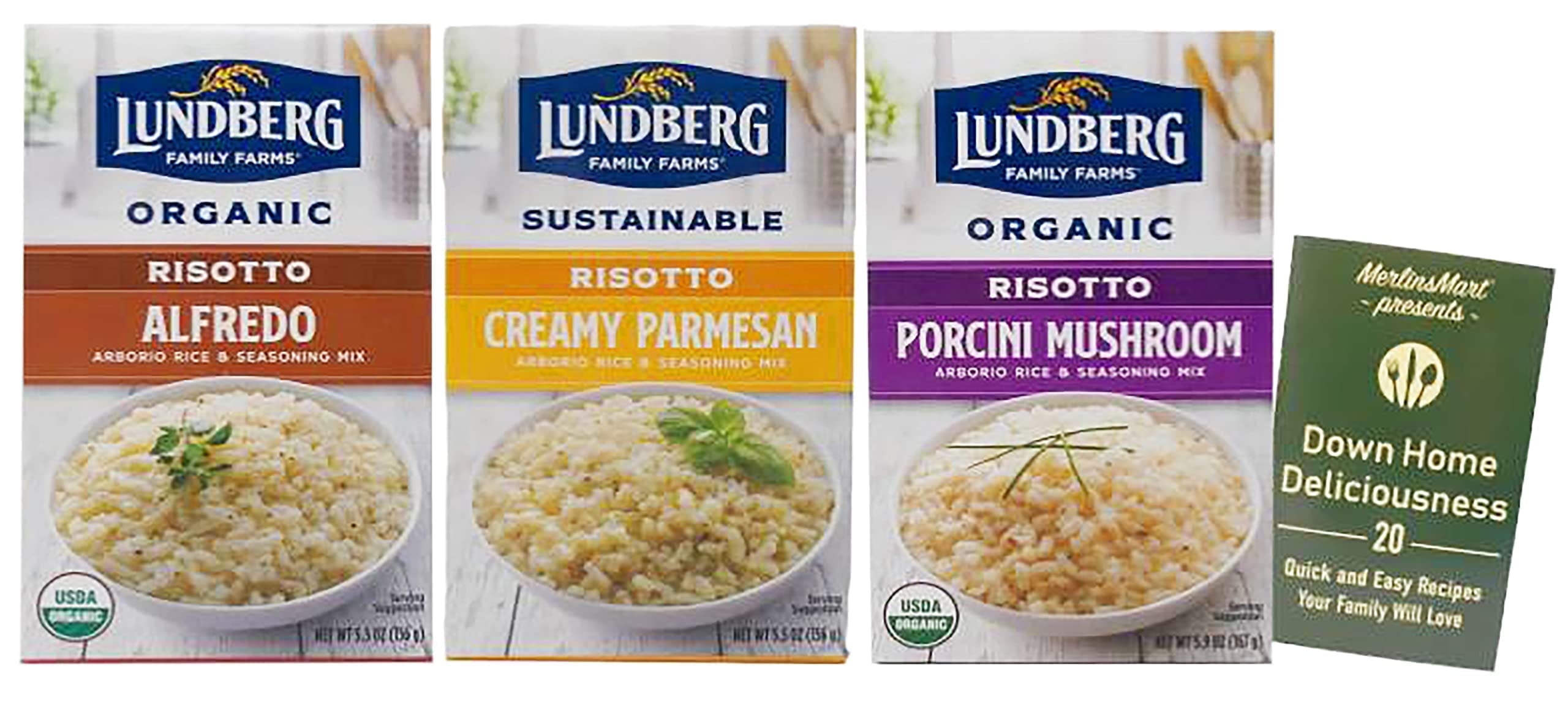 Traditional Italian Risotto Rice | Gluten-Free | 3 Flavor Variety (1) each: Alfredo, Creamy Parmesan, Porcini Mushroom - Lundberg | MerlinsMart Zine