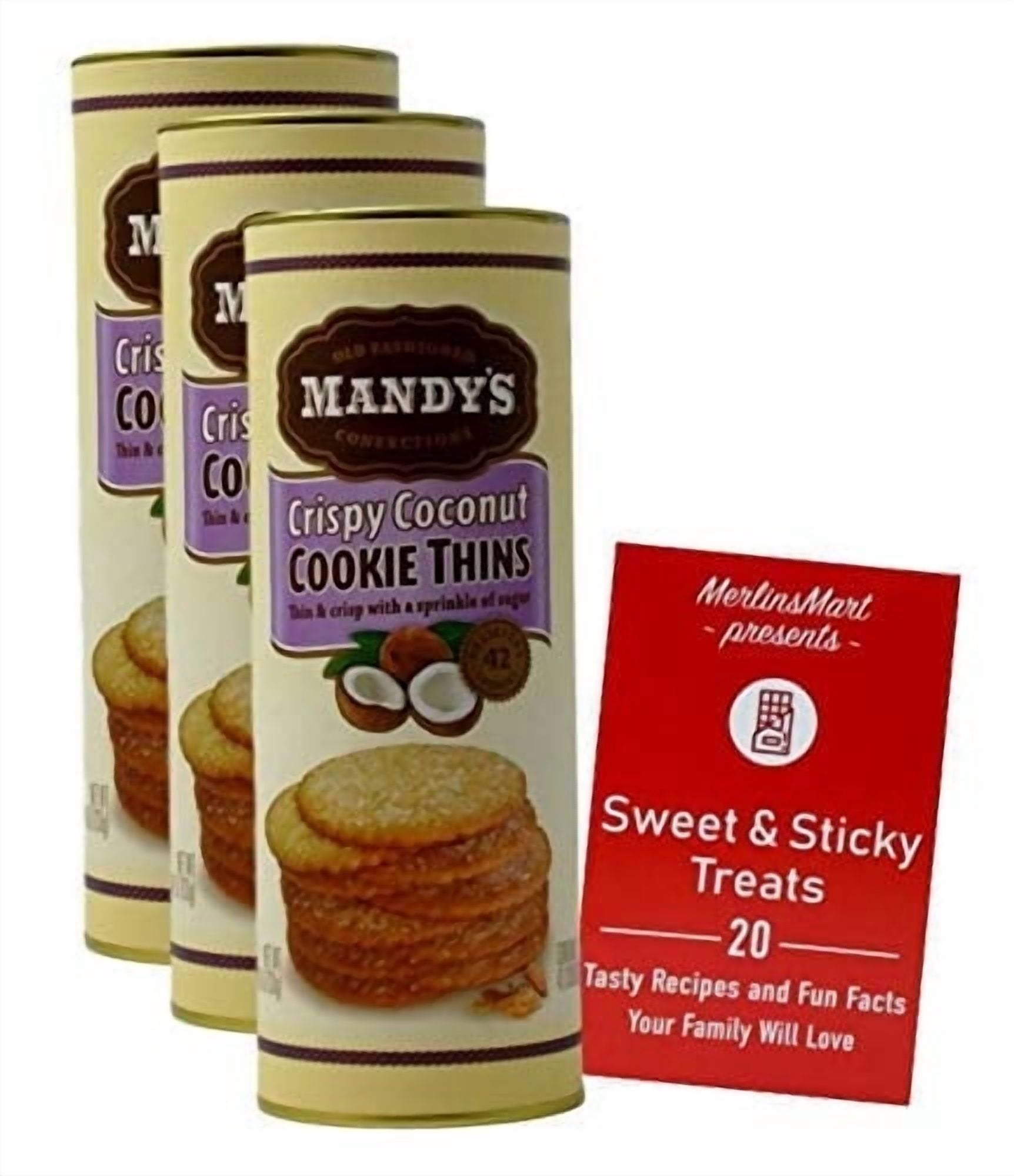 Mandy's Old Fashioned Cookie Thins | Crispy Coconut (4.6 Ounces) | 3 Count + MerlinsMart Zine