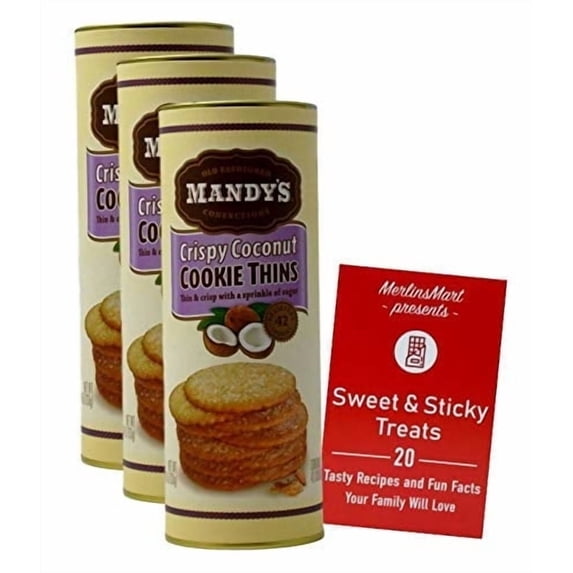 Mandy's Old Fashioned Cookie Thins | Crispy Coconut (4.6 Ounces) | 3 Count + MerlinsMart Zine