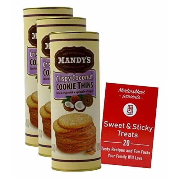 Mandy's Old Fashioned Cookie Thins | Crispy Coconut (4.6 Ounces) | 3 Count + MerlinsMart Zine