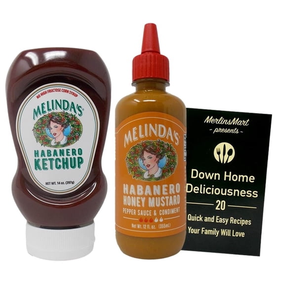 Hot Honey Mustard Pepper Sauce and Spicy Ketchup, Habanero (12-14 Ounces)- Melinda's | MerlinsMart Zine