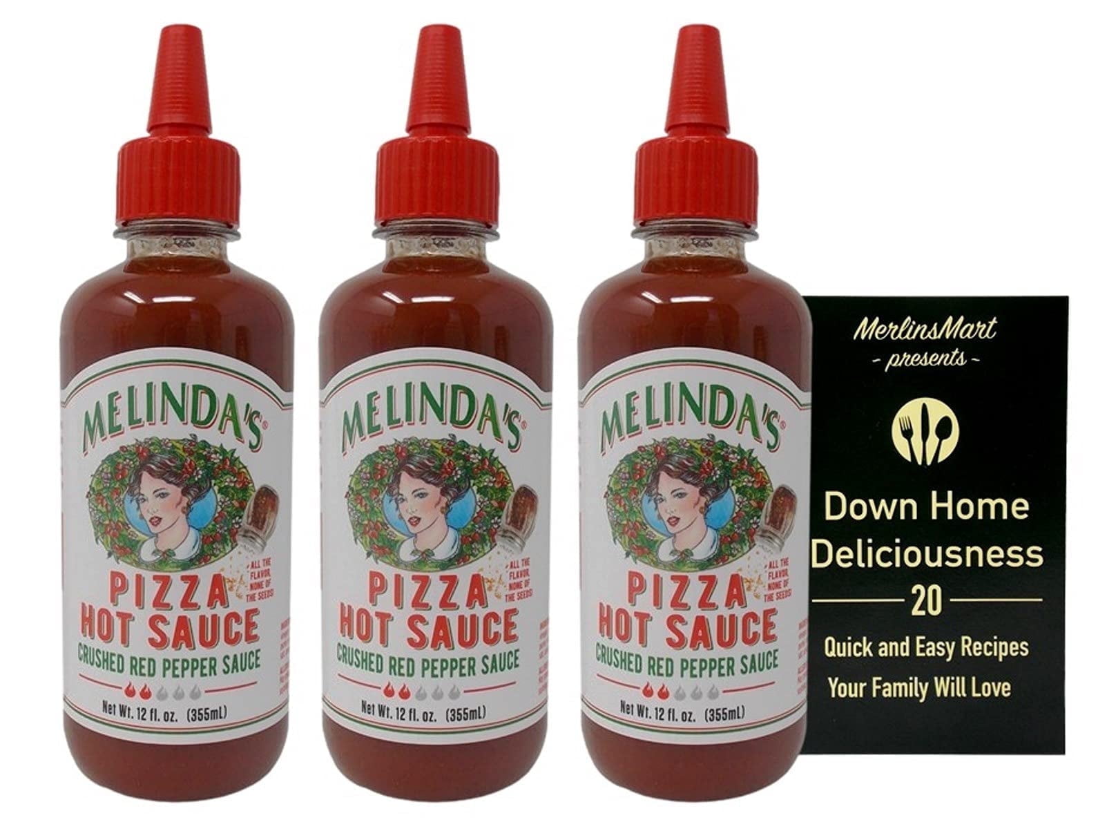 Melinda's Pizza Hot Sauce Condiment (12 ounces) - 3 Count + MerlinsMart Zine