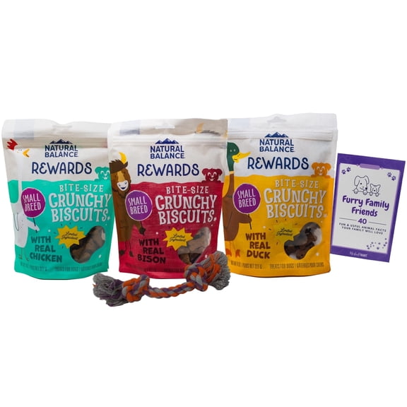 Dog Training Treats, Small Breed Biscuit Rewards - Grain Free - 3 Flavor Variety, (1) Each: Duck, Bison, Chicken (8 Ounces) MerlinsMart Zine & Rope Toy | Natural Balance