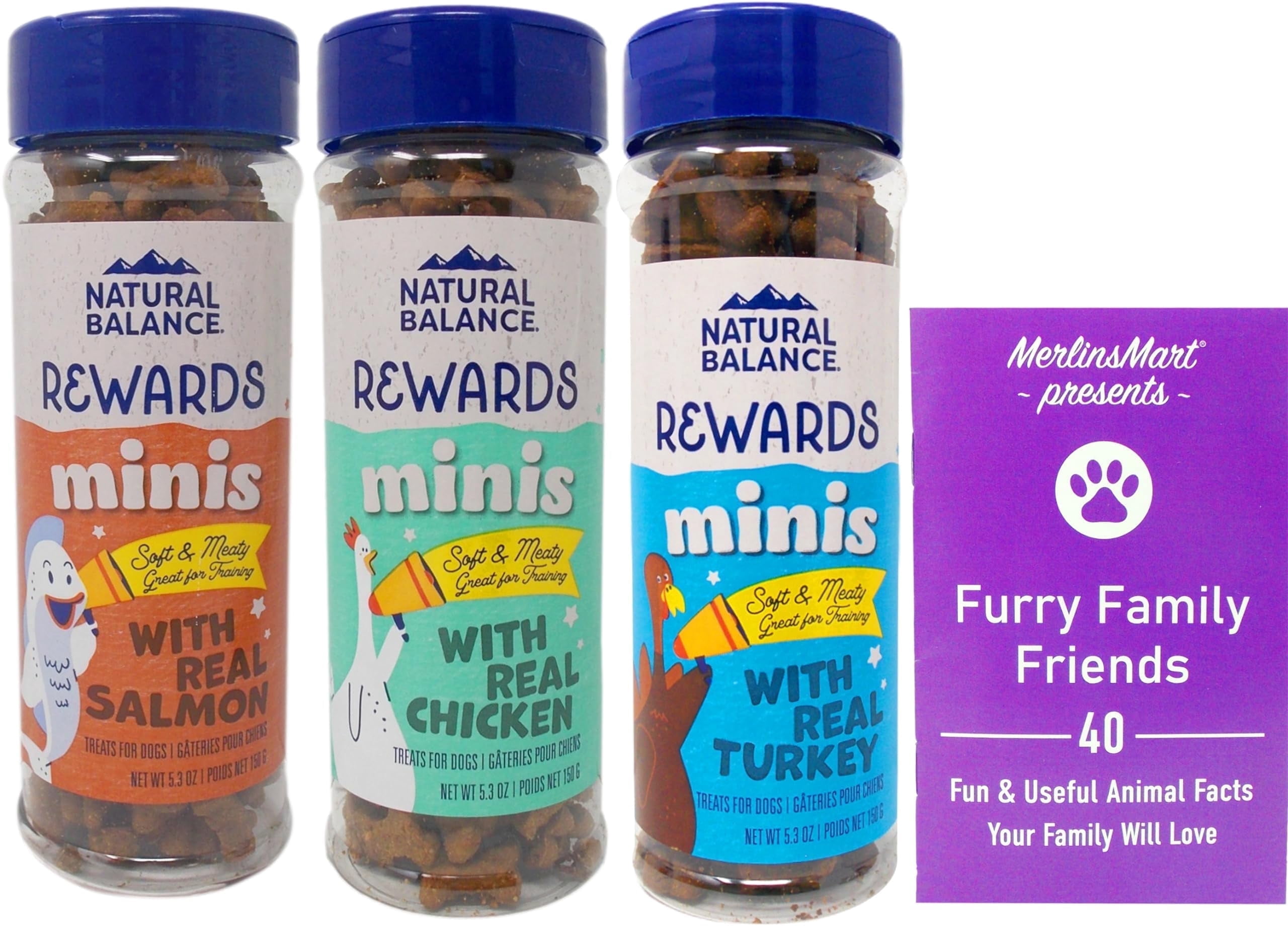 Mini Dog Treats,  L.I.D. (1) Each: Salmon, Chicken, Turkey (5.3 Ounces) MerlinsMart Zine| Naturals Balance