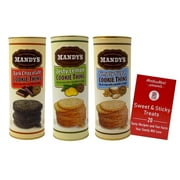 Mandy's Old Fashioned Cookie Thins Baked 3 Flavor Variety, (1) Each: Dark Chocolate, Zesty Lemon, Simply Sugar (4.6 Ounces) + MerlinsMart Zine