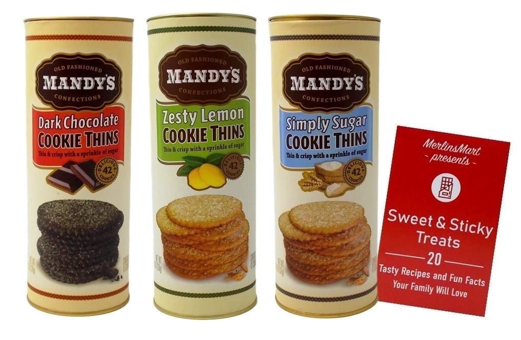 Cookie Thins Baked 3 Flavor Variety, (1) Each: Dark Chocolate, Zesty Lemon, Simply Sugar (4.6 Ounces) Mandy's Old Fashioned | MerlinsMart Zine