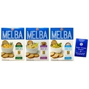 Old London Melba Snack Dipping Crackers 3 Flavor 1 each: Roasted Garlic, Sesame, Sea Salt (5.25 Ounces) + MerlinsMart Zine