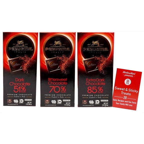 Chocolate Bars Gourmet Italian 3 Flavor (1) each: 51% Dark, 70% Bittersweet Dark, 85% Extra Dark & MerlinsMart Zine | Perugina