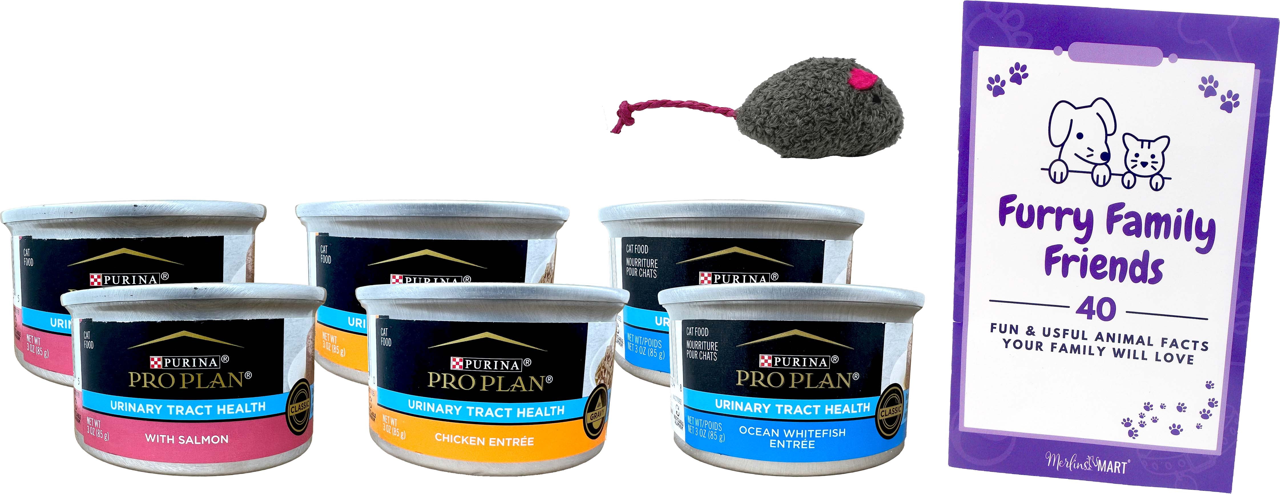 Purina Pro Plan UT Health Formula Cat Food 3 Flavor (2) Each: Chicken, Ocean Whitefish, Salmon + MerlinsMart Zine | Catnip Toy