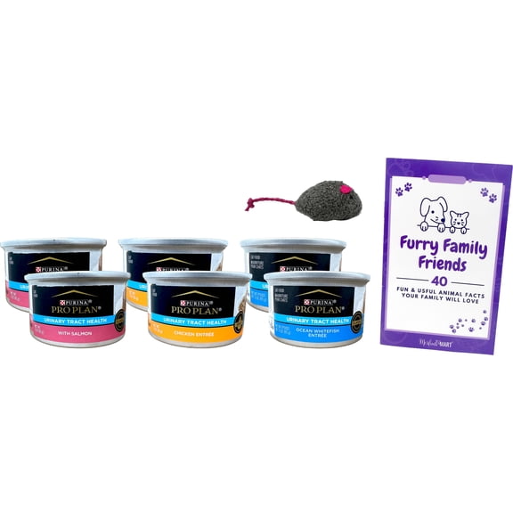 Purina Pro Plan UT Health Formula Cat Food 3 Flavor (2) Each: Chicken, Ocean Whitefish, Salmon + MerlinsMart Zine | Catnip Toy