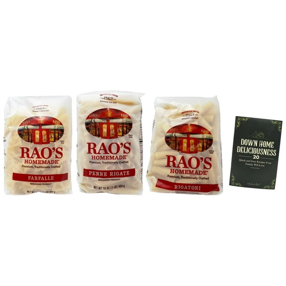 Rao's Homemade Imported Italian Pasta 3 Shape Variety (1) Each: Rigatoni, Penne Rigate, Farfalle Bowtie + MerlinsMart Zine