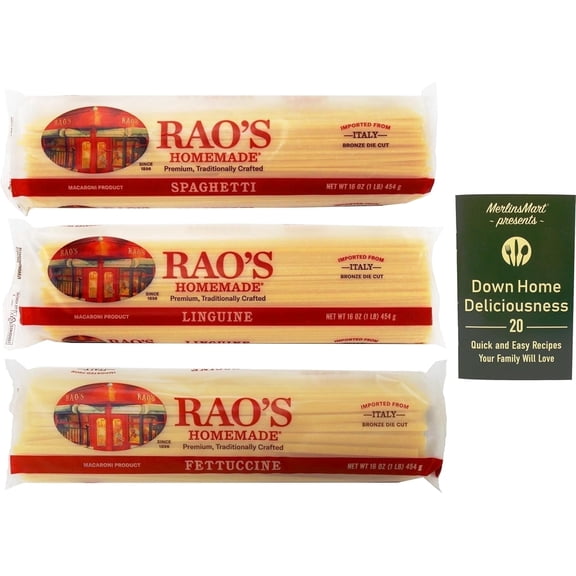 Spaghetti, Linguine, Fettucine - Rao's Homemade Imported Italian Pasta, 3 Shape Variety - (1) Each (16 Ounces) + MerlinsMart Zine