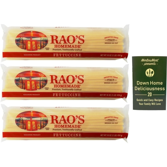 Rao's Homemade Imported Italian Pasta - Fettucine - 3 Count (16 Ounces) + MerlinsMart Zine
