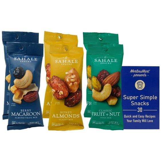 Sahale's Snacks Nut Trail Mix 3 Flavor 6 Pouch Sampler - (2) Each: Berry Macaroon, Honey Almonds, Classic Fruit + Nut (1.5 Ounces) and MerlinsMart Zine
