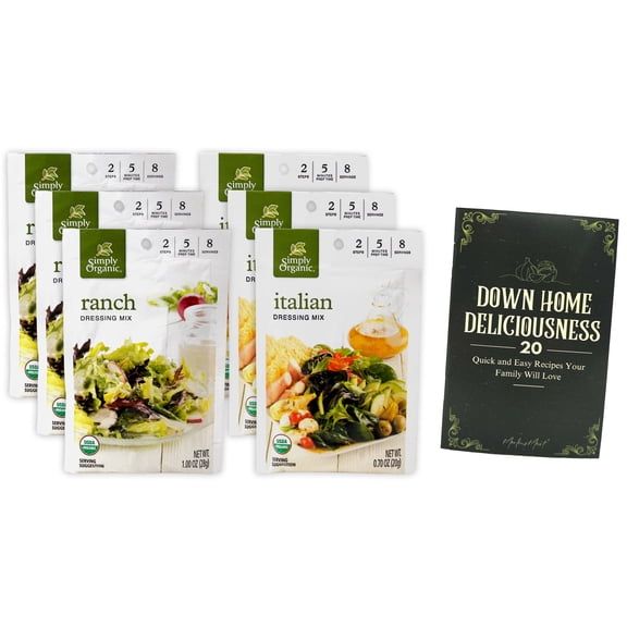 Salad Dressing Seasoning Powder Mix | 2 Flavor Variety (3) Each: Ranch, Italian (.7-1 Ounces) + MerlinsMart Zine | Simply Organic