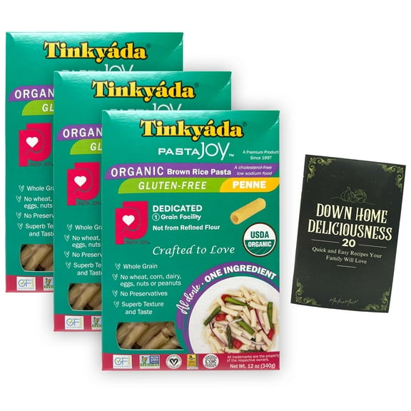 Tinkyada Organic Gluten-Free Brown Rice Pasta | Penne (12 Ounces) | 3 Count + MerlinsMart Zine