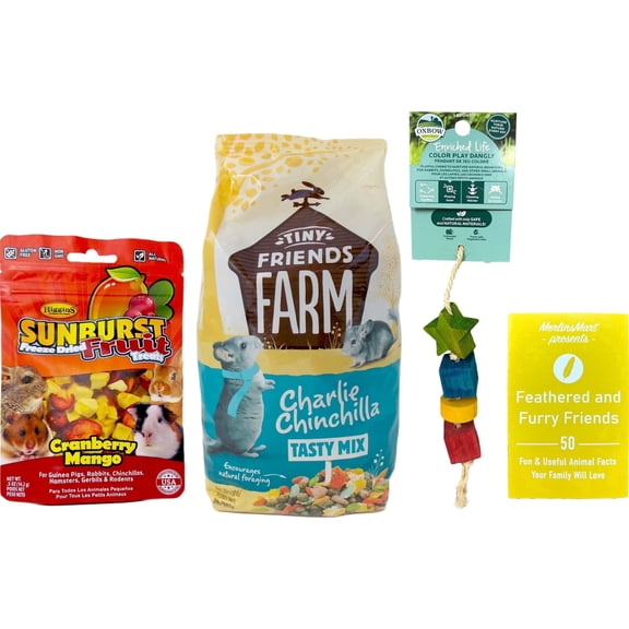 Tiny Friends Farm Chinchilla Mix Food & Higgins Freeze Dried Fruit Treats Bundle | 2 lb & 0.5 oz | MerlinsMart Zine + Chews