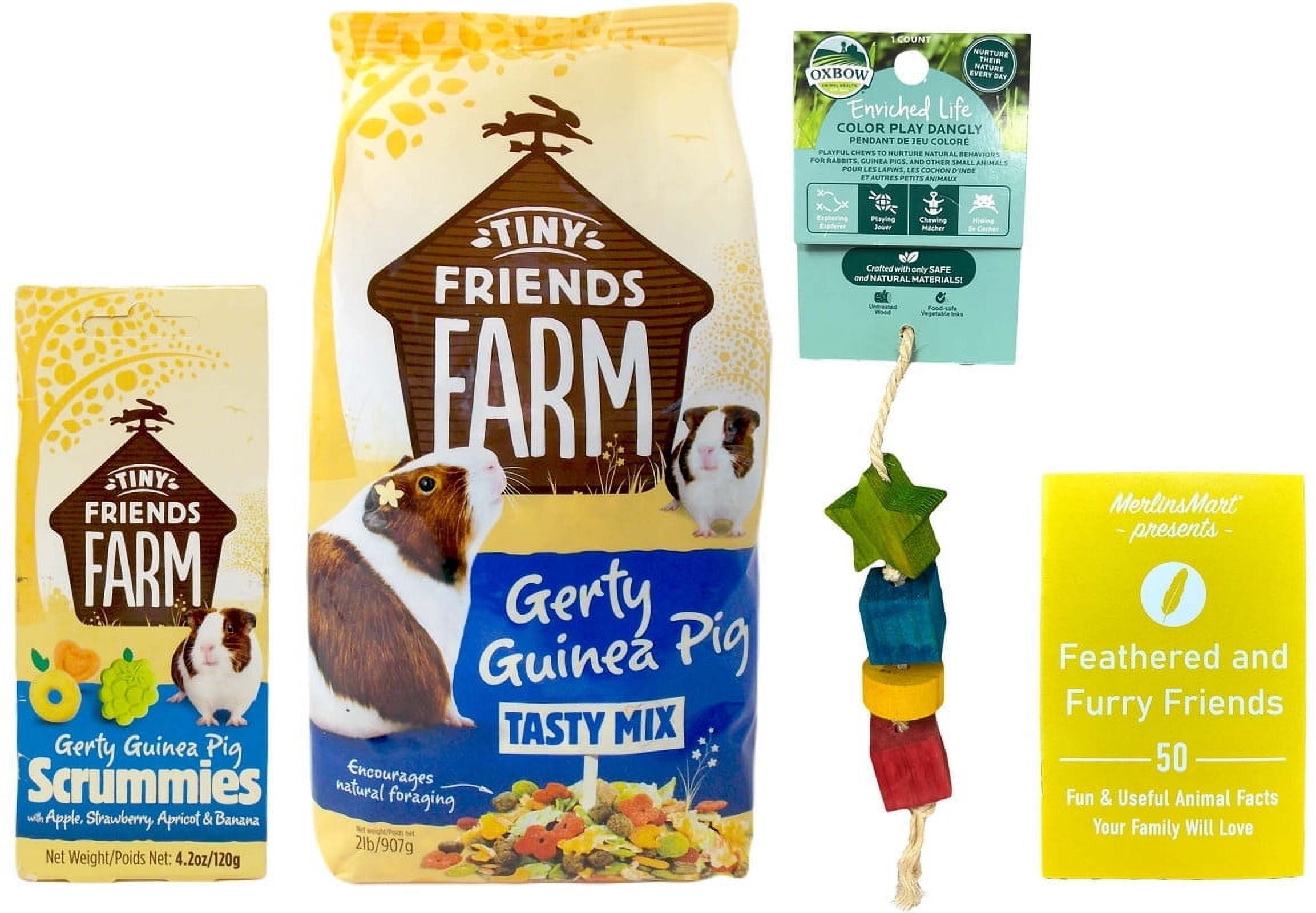 Tiny Friends Farm Gerty Guinea Pig Tasty Mix Food (2 Lbs) and Scrummies Treats (4.2 Ounces) + MerlinsMart Zine