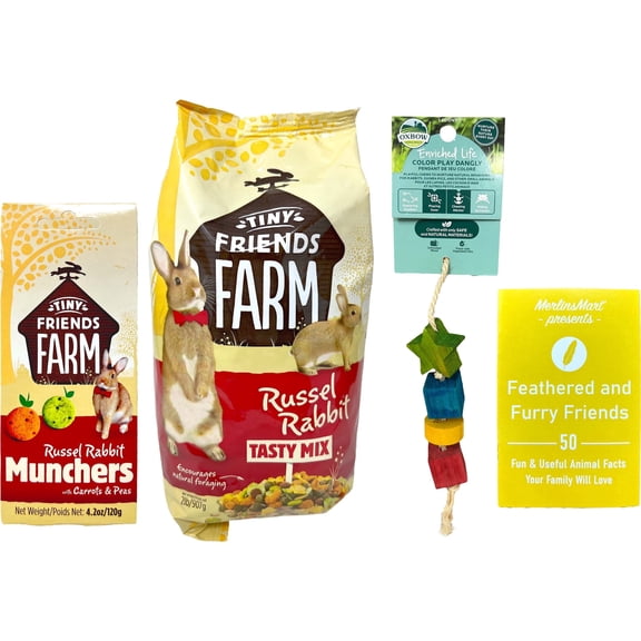 Tiny Friends Farm Russel Rabbit Tasty Mix Food (2 lb) with Munchers Treats (4.2 oz) | MerlinsMart Zine + Chews