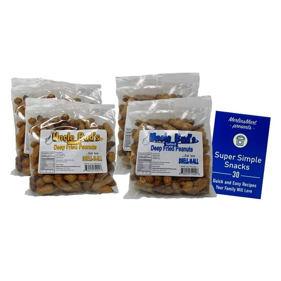 Uncle Bud's Deep Fried Peanuts 2 Flavors - (2) Each: Garlic, Salted (7 Ounces) + MerlinsMart Zine