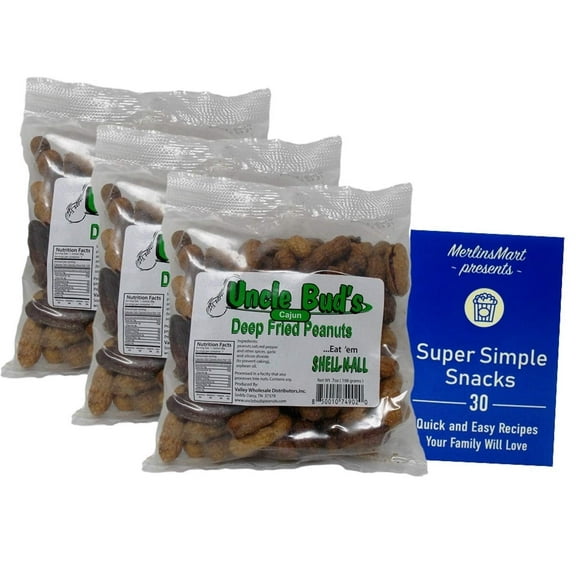 Uncle Bud's Deep Fried Peanuts - Cajun - 3 Count (7 Ounces) + MerlinsMart Zine