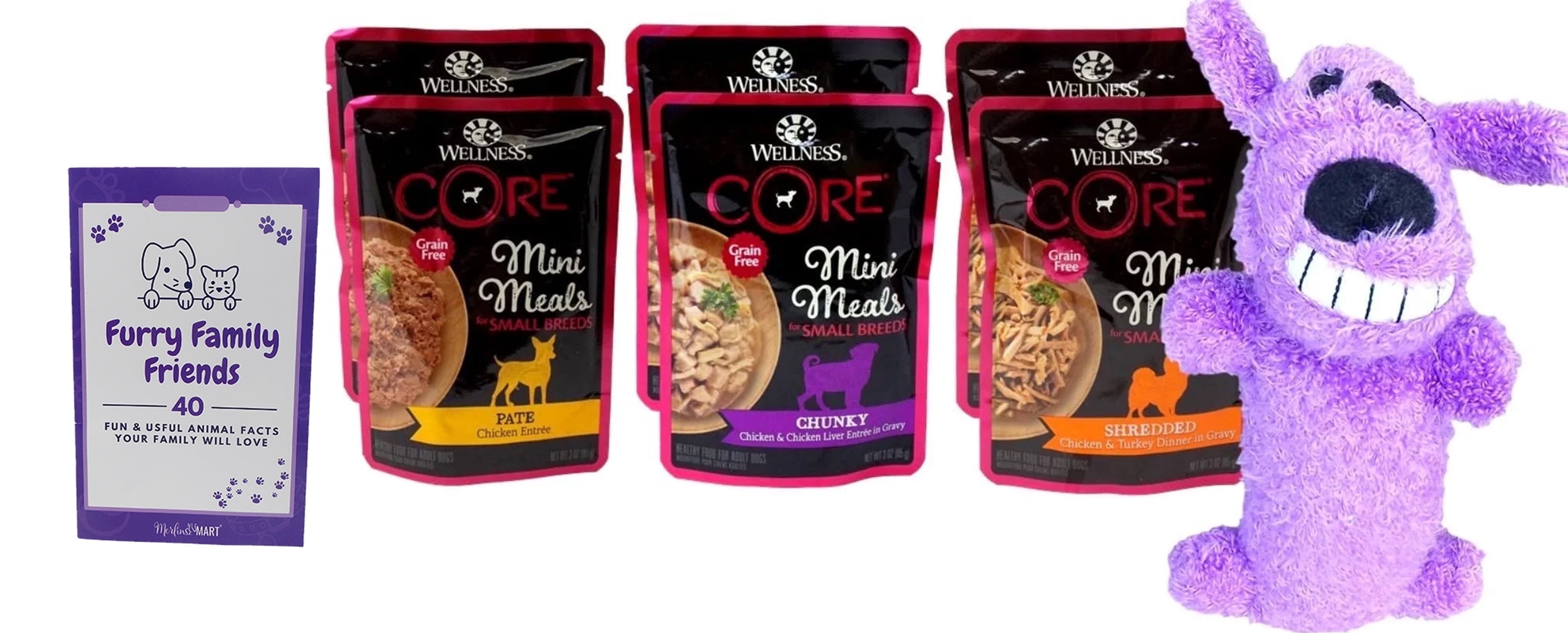 Mini Meals Grain Free Small Breed Dog Wet Food (2) Each: Chicken Pate, Chunky Chicken and Liver, Shredded Chicken Turkey (3 Ounces) MerlinsMart Zine | Toy | Wellness CORE