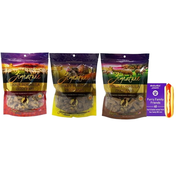 Ziggy Bars Dog Treats Limited Ingredient 3 Flavor (1) Each: Lamb, Pork, Turkey (12 Ounces) MerlinsMart Zine | Squeak Toy | Zignature