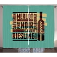 thumbnail image 1 of Merlot Curtains 2 Panels Set, Wine Grapes Types Typography Vintage Grungy Print, Window Drapes for Living Room Bedroom, 108"W X 84"L,Cadet Blue Dark Maroon and Pale Yellow Green, by Ambesonne, 1 of 3
