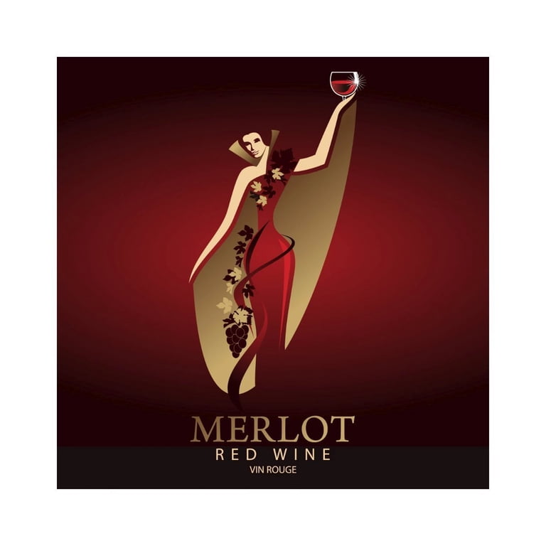 Merlot Lady in Red Dress and Golden Cape - Wine Label (50/Pack) -  Walmart.com