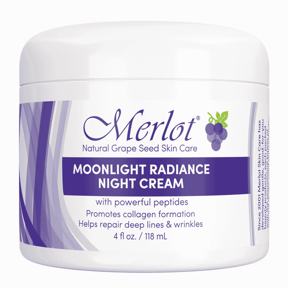 Merlot Moonlight Radiance Night Cream, 4 oz, lock in moisture overnight