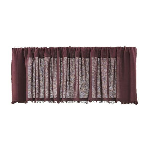Merlot Red Coastal Kitchen Curtains Tobacco Cloth Rod Pocket Cotton Solid Color 16x90 Valance