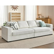 Merluxy 112 inch Couch, Oversized Sofa- Deep Seat Sofa in Beige Corduroy, Comfy Sofa for Living Room