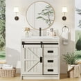 thumbnail image 1 of Merluxy 31" Sliding Barn Door Bathroom Vanity with Sink, Farmhouse Small Single Bath Vanity, White, 1 of 9